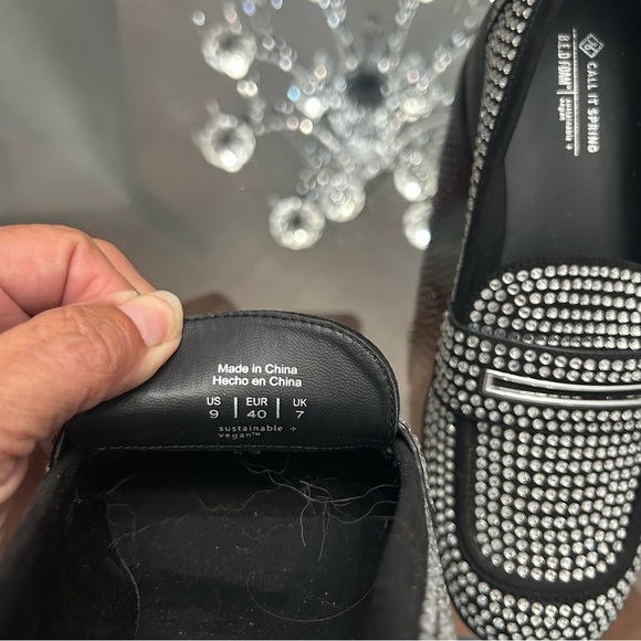 💎Call it Spring Black with Silver rhinestone Loafers us 9 - Picture 6 of 6